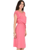 My Everyday Tie Waist Pink Midi Dress - Side Image