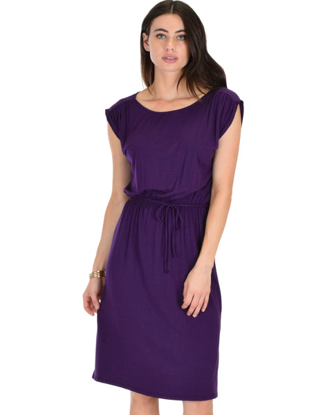 My Everyday Tie Waist Purple Midi Dress