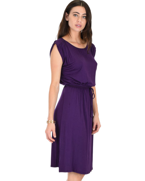 My Everyday Tie Waist Purple Midi Dress