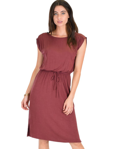 My Everyday Tie Waist Marsala Midi Dress