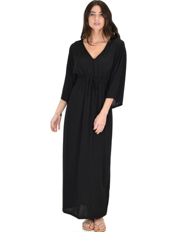 Sunrise to Sunset Kimono Black Maxi Dress