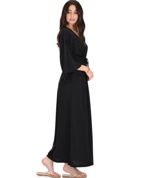 Sunrise to Sunset Kimono Black Maxi Dress