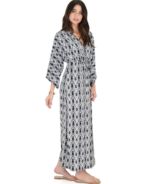 Sunrise to Sunset Kimono Pattern Maxi Dress