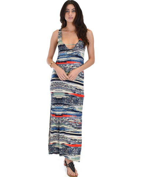Day Break Red Pattern Maxi Dress