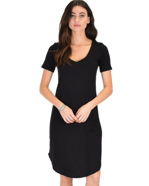 Truly Madly Deep-V Neck Black Sleep Dress