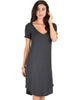 Truly Madly Deep-V Neck Charcoal Sleep Dress - Lyss Loo