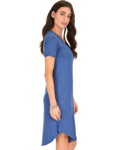 Truly Madly Deep-V Neck Blue Sleep Dress