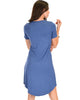 Truly Madly Deep-V Neck Blue Sleep Dress - Lyss Loo