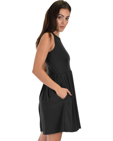 I'm Smitten Black Skater Dress With Pockets