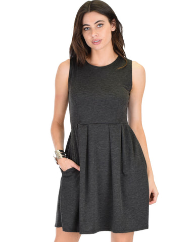 I'm Smitten Charcoal Skater Dress With Pockets