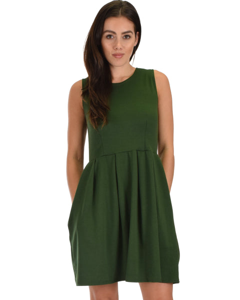 I'm Smitten Olive Skater Dress With Pockets