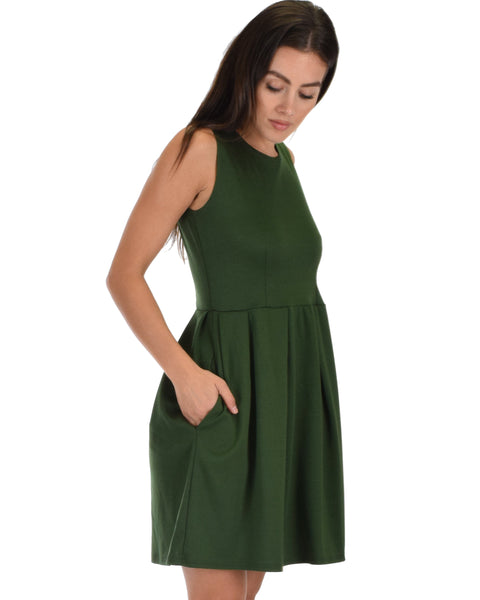 I'm Smitten Olive Skater Dress With Pockets