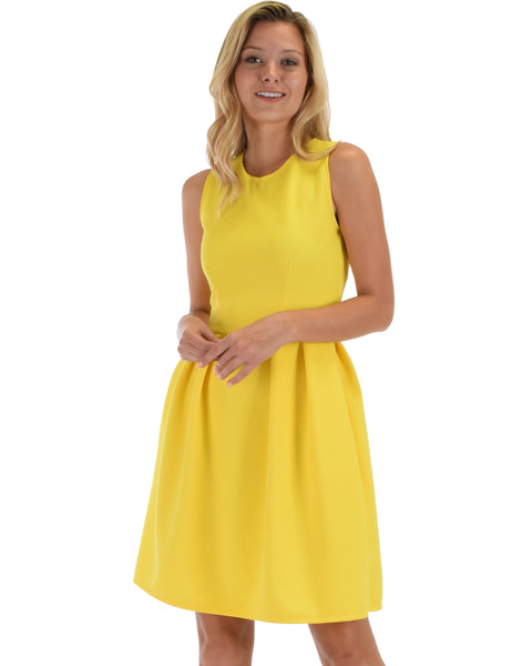 I'm Smitten Yellow Skater Dress With Pockets