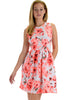 I’m Smitten Coral Floral Print Skater Dress with Pockets - Lyss Loo