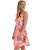 I’m Smitten Coral Floral Print Skater Dress with Pockets - Lyss Loo
