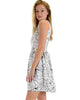 I’m Smitten Silver Floral Print Skater Dress with Pockets - Lyss Loo