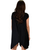 Raw Edge Draped Black T-Shirt Dress - Back Image