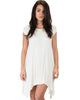 Raw Edge Draped Ivory T-Shirt Dress - Main Image