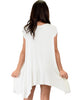 Raw Edge Draped Ivory T-Shirt Dress - Back Image