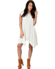 Raw Edge Draped Ivory T-Shirt Dress - Full Image