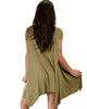 Raw Edge Draped Olive T-Shirt Dress - Back Image