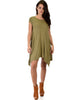 Raw Edge Draped Olive T-Shirt Dress - Full Image