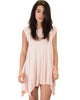 Raw Edge Draped Pink T-Shirt Dress - Main Image