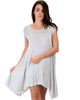 Raw Edge Draped Grey T-Shirt Dress - Main Image