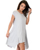 Raw Edge Draped Grey T-Shirt Dress - Side Image