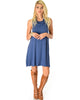 Groove Thing Ribbed Cowl Neck Blue Shift Dress - Full Image