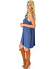 Groove Thing Ribbed Cowl Neck Blue Shift Dress - Side Image