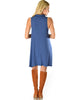 Groove Thing Ribbed Cowl Neck Blue Shift Dress - Back Image