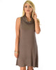 Groove Thing Ribbed Cowl Neck Brown Shift Dress - Main Image