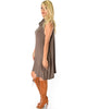 Groove Thing Ribbed Cowl Neck Brown Shift Dress - Side Image