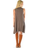 Groove Thing Ribbed Cowl Neck Brown Shift Dress - Back Image