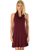 Groove Thing Ribbed Cowl Neck Burgundy Shift Dress - Main Image