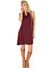 Groove Thing Ribbed Cowl Neck Burgundy Shift Dress - Full Image