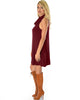 Groove Thing Ribbed Cowl Neck Burgundy Shift Dress - Side Image