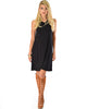 Groove Thing Ribbed Cowl Neck Black Shift Dress - Full Image