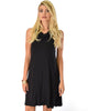 Groove Thing Ribbed Cowl Neck Black Shift Dress - Main Image