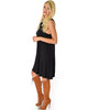 Groove Thing Ribbed Cowl Neck Black Shift Dress - Side Image