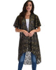 Lyss Loo Women's Simple Pleasure Black Gold Lace Kimono Cardigan - Lyss Loo