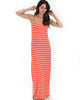 Racerback Striped Coral Maxi Dress - Full Image