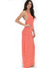 Racerback Striped Coral Maxi Dress - Side Image