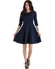 Lyss Loo So Good Navy Scallop Neck Line Skater Dress - Lyss Loo