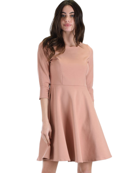 Lyss Loo So Good Rose Scallop Neck Line Skater Dress