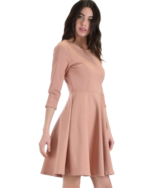 Lyss Loo So Good Rose Scallop Neck Line Skater Dress