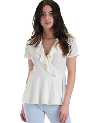 Lyss Loo White Up For Anything Wrap Blouse Top