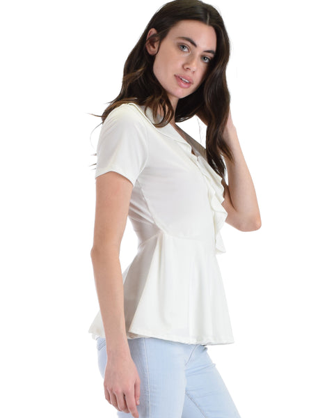 Lyss Loo White Up For Anything Wrap Blouse Top