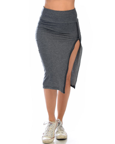 High On Life Charcoal Midi Skirt